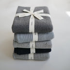 Mushie Knitted Ribbed Baby Blanket Dark Gray Melange