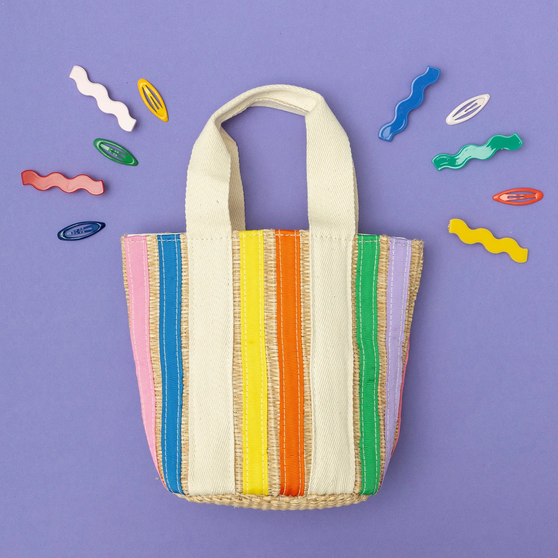 Mimi & Lula Rainbow Ribbon Basket Bag