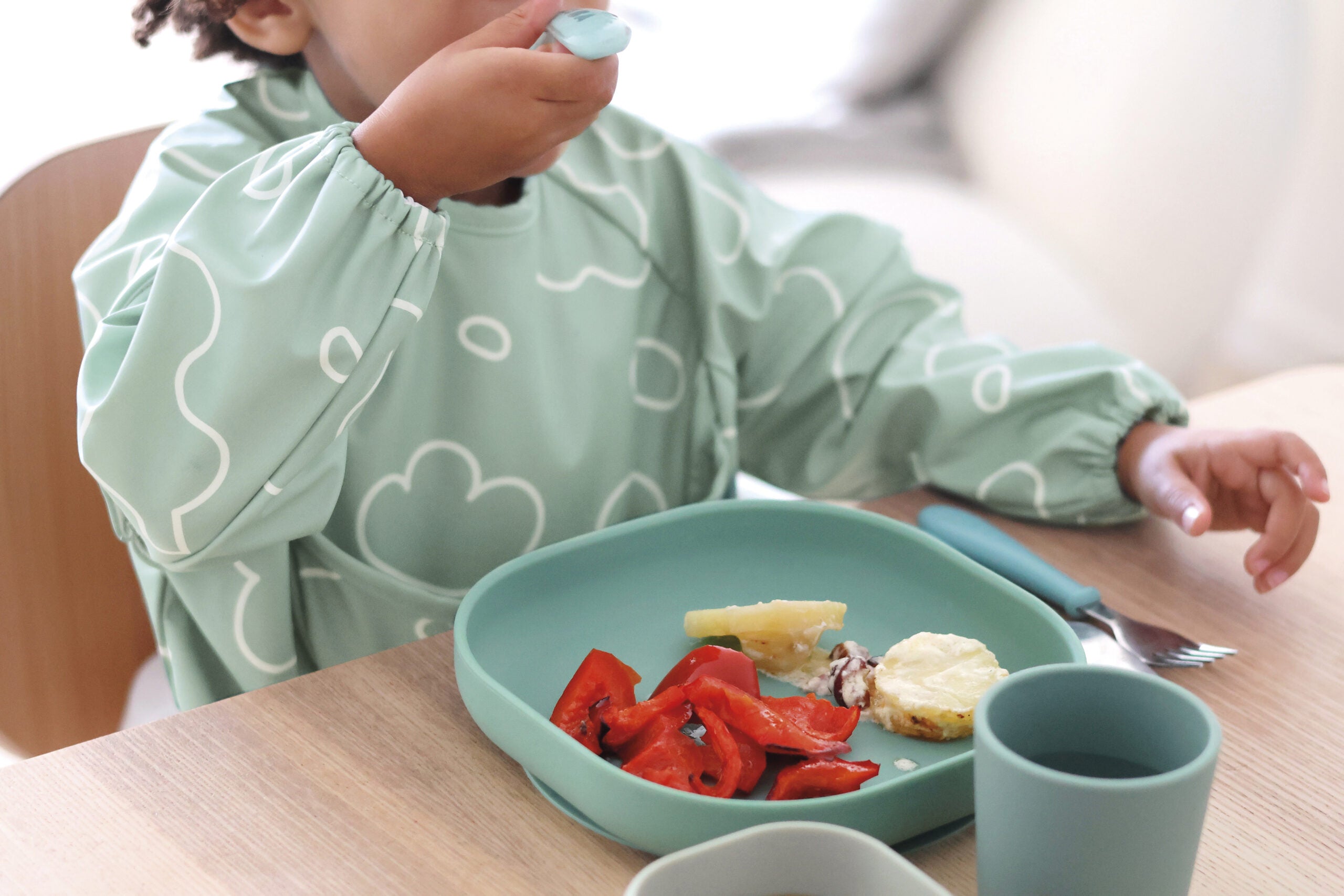 Beaba Bib with Removable Sleeves Sage Green