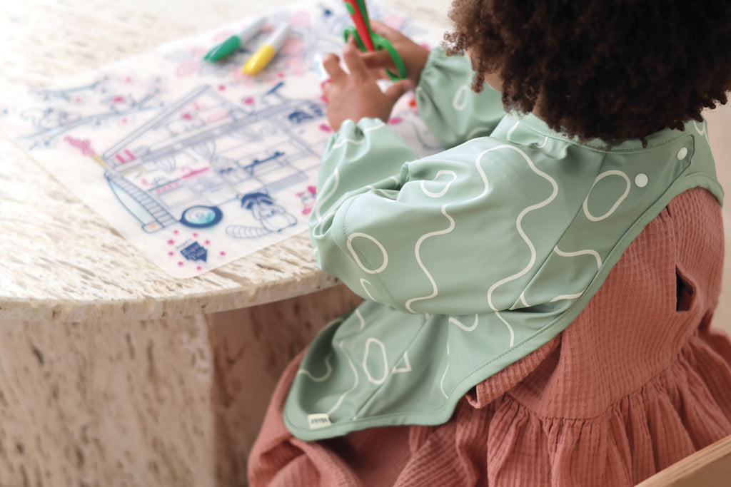 Beaba Bib with Removable Sleeves Sage Green