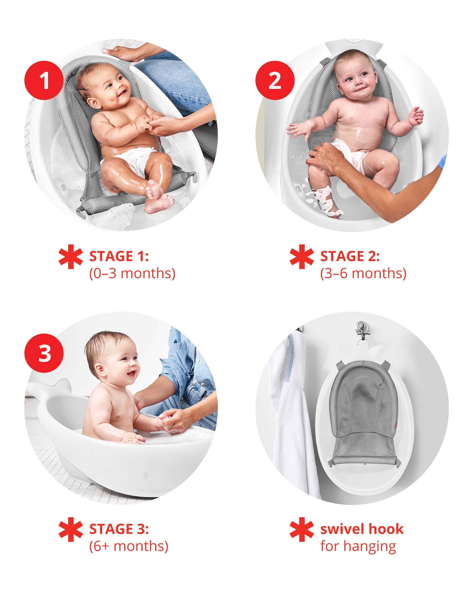 Skip Hop Moby Smart Sling 3-Stage Tub White