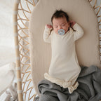 Mushie Knitted Ribbed Baby Blanket Dark Gray Melange