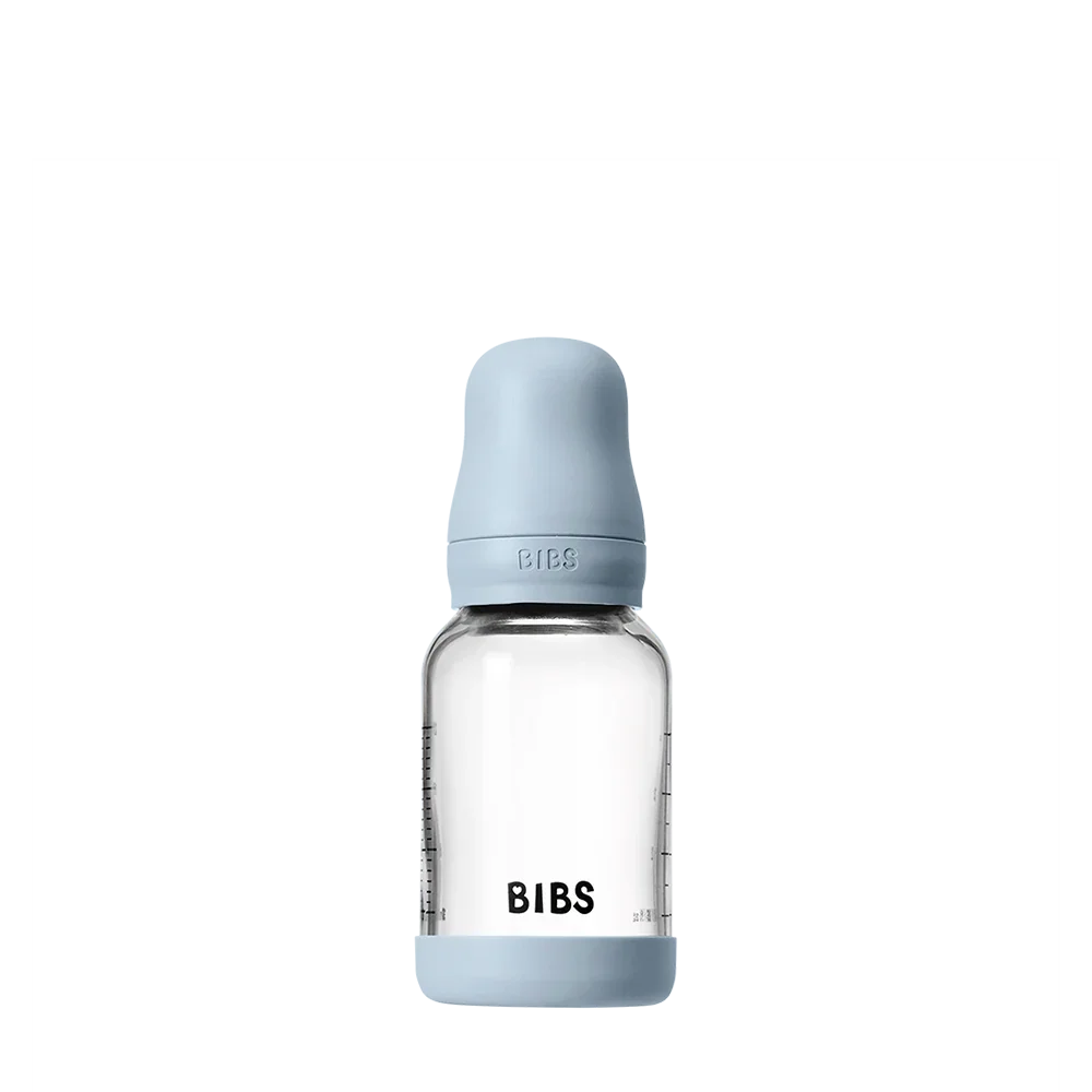 BIBS Baby Glass Bottle Set 4 fl oz Latex Baby Blue