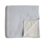 Mushie Organic Cotton Muslin Swaddle Blanket Blue Stripe