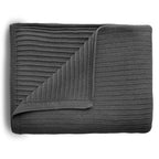 Mushie Knitted Ribbed Baby Blanket Dark Gray Melange