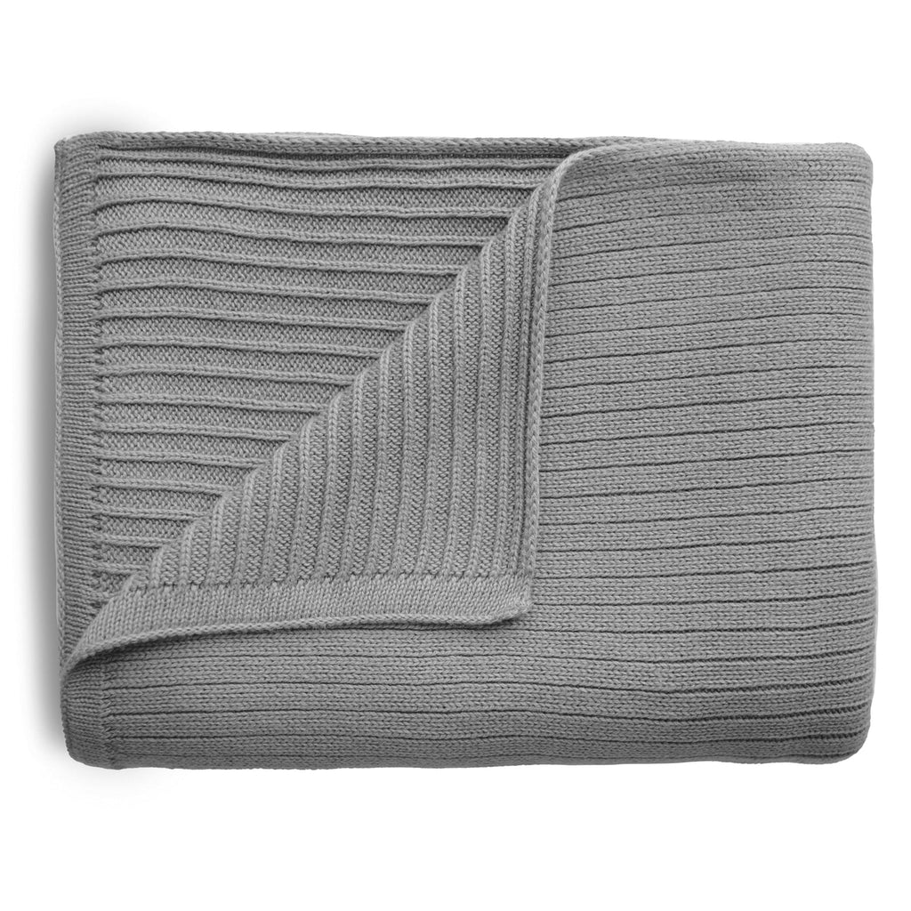 Mushie Knitted Ribbed Baby Blanket Dark Gray Melange