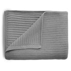 Mushie Knitted Ribbed Baby Blanket Dark Gray Melange