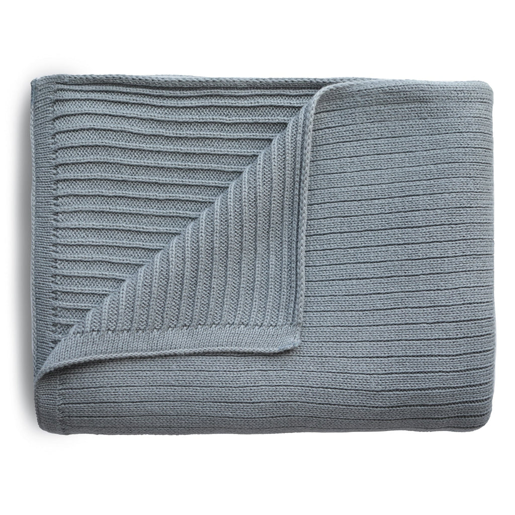Mushie Knitted Ribbed Baby Blanket Dark Gray Melange