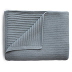 Mushie Knitted Ribbed Baby Blanket Dark Gray Melange