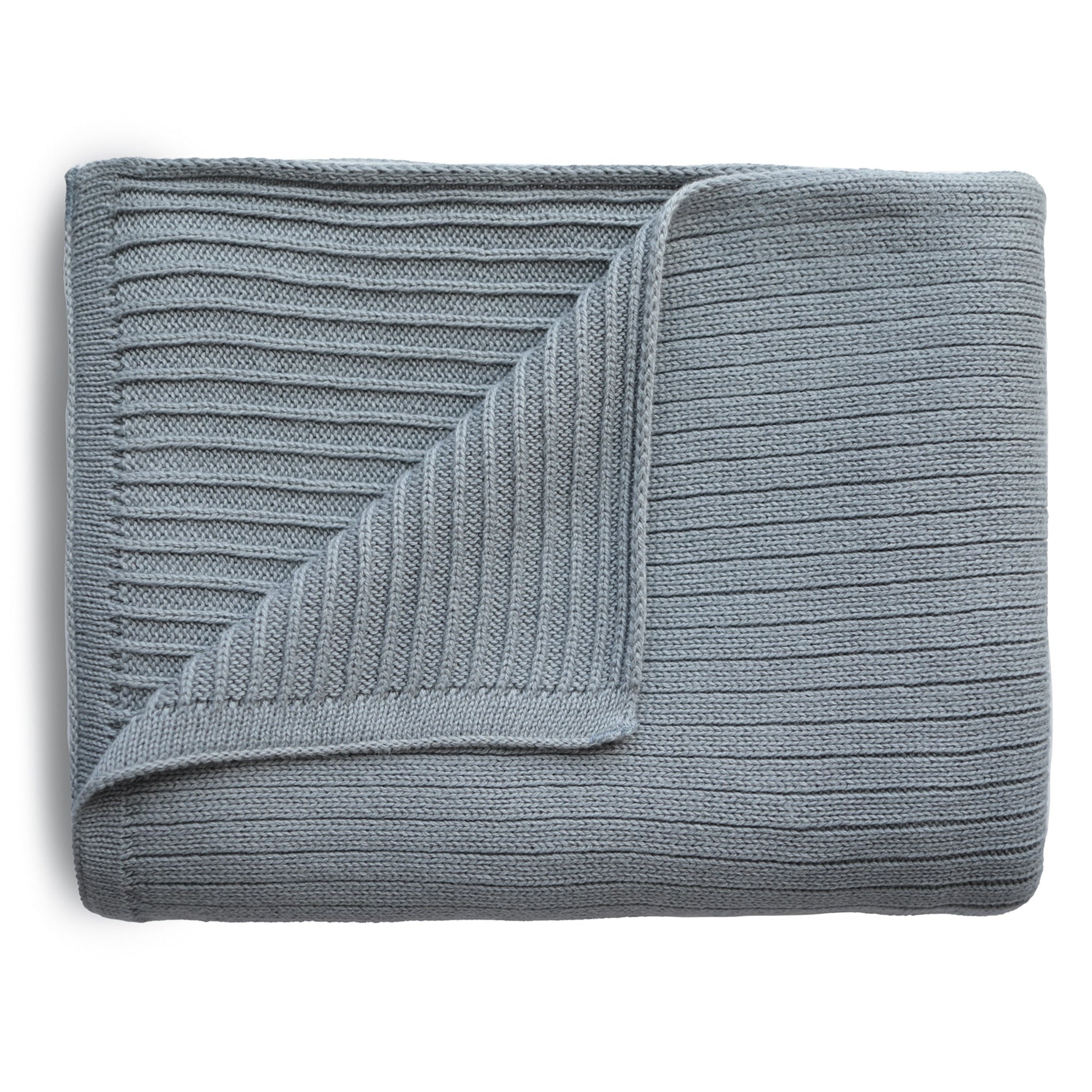 Mushie Knitted Ribbed Baby Blanket Dark Gray Melange