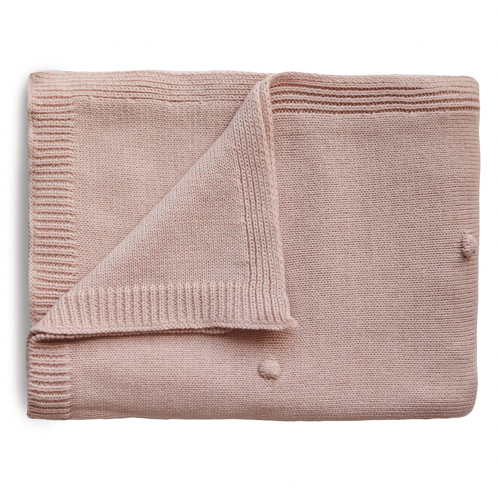 Mushie Knitted Ribbed Baby Blanket Dark Gray Melange