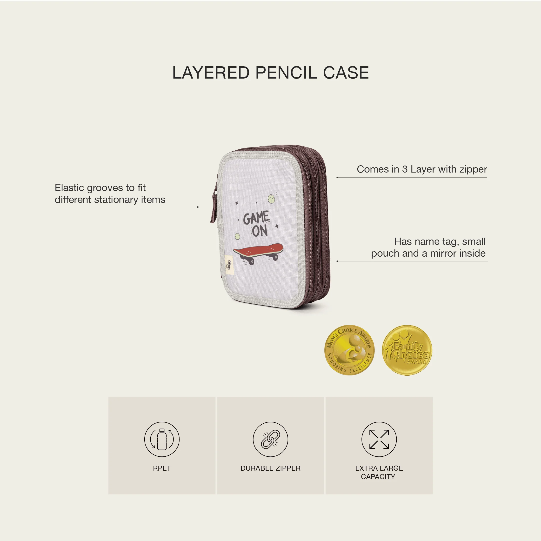 Citron Cool Kid 3-Layer Pencil Case