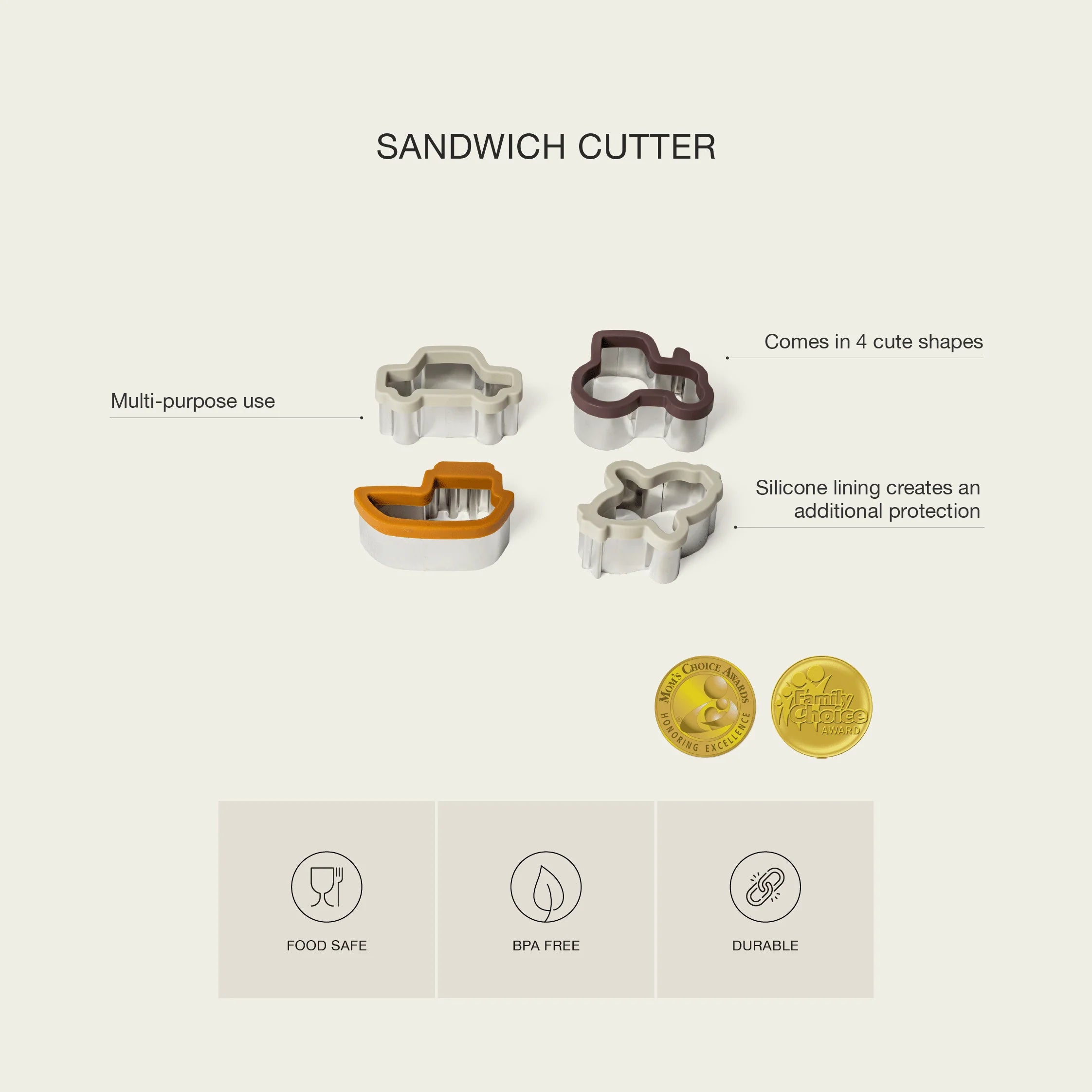 Citron Vehicles Sandwich Cutters Set of 4