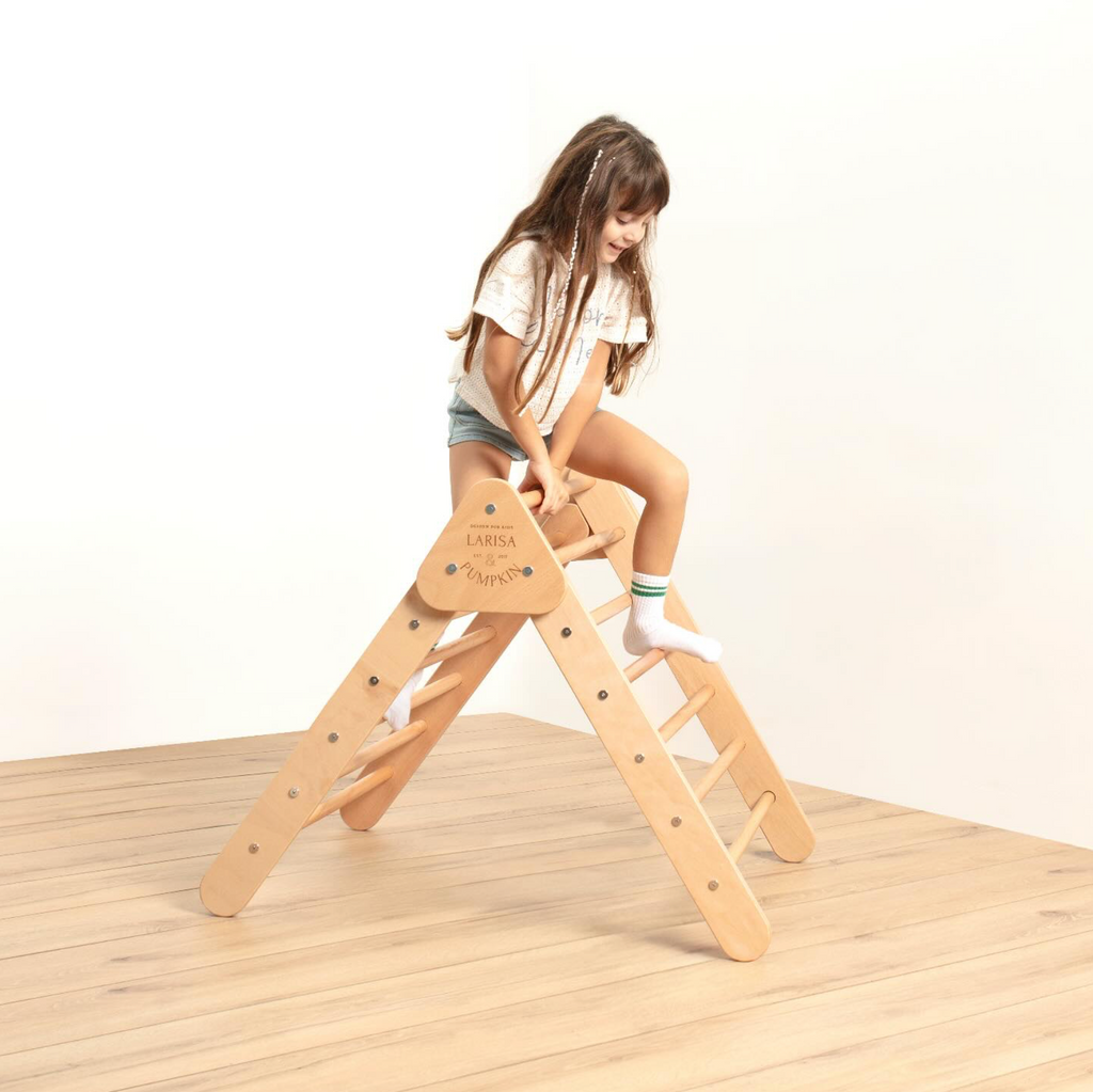 Larisa & Pumpkin Wooden Pikler Climbing Triangle