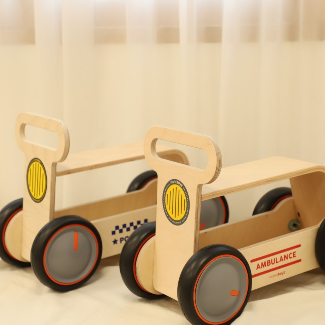 DriveMe Wood Ambulance Baby Walker Ride-On