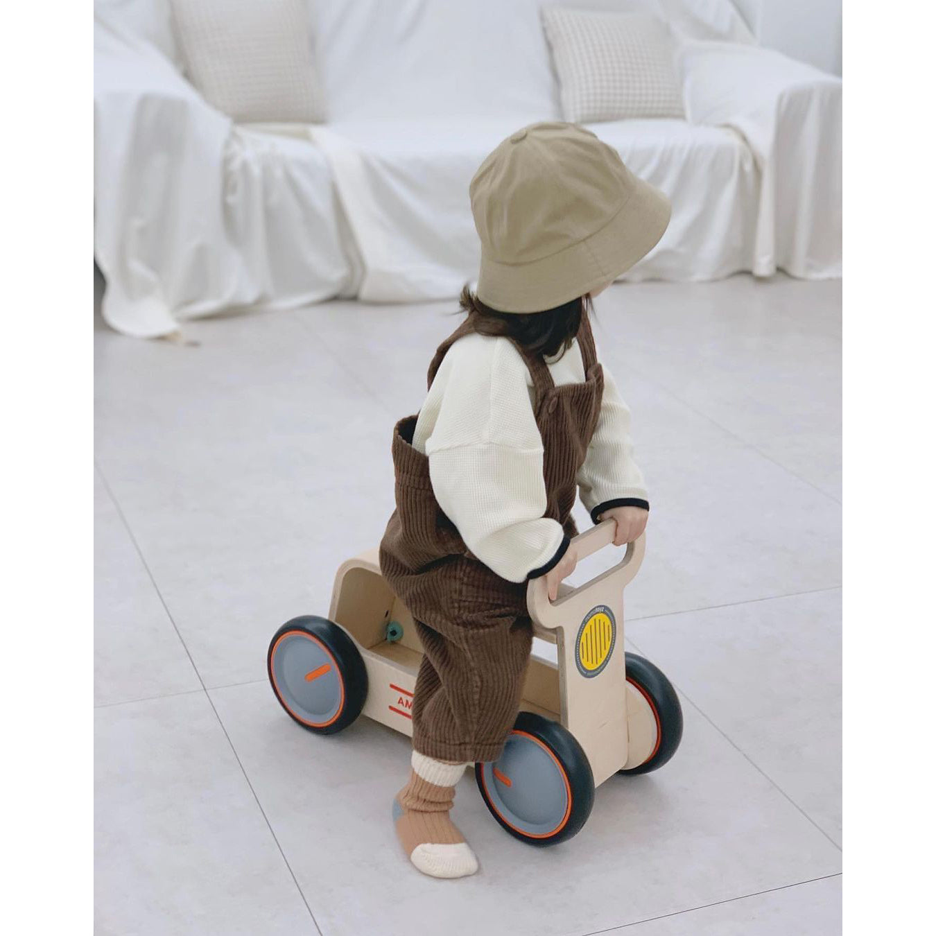 DriveMe Wood Ambulance Baby Walker Ride-On