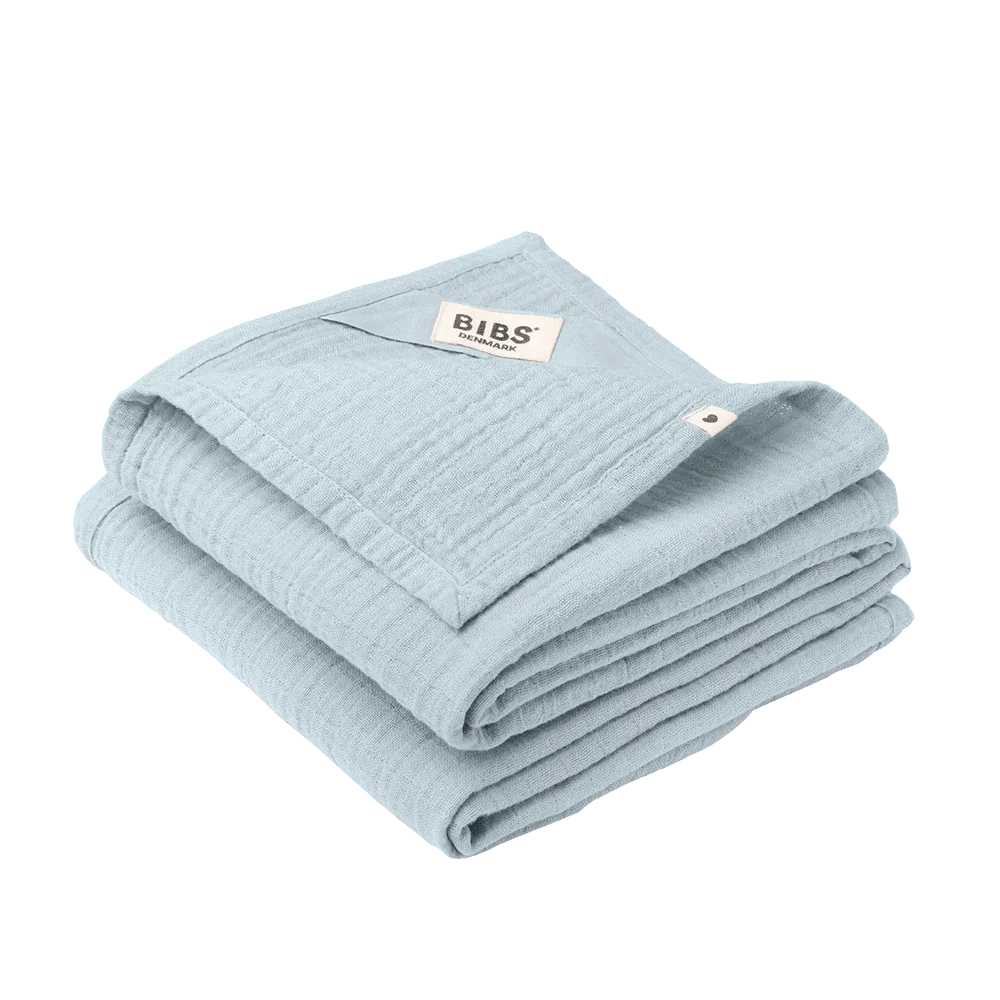 BIBS Muslin Cloth 2 Pack Baby Blue