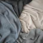 Mushie Knitted Ribbed Baby Blanket Dark Gray Melange