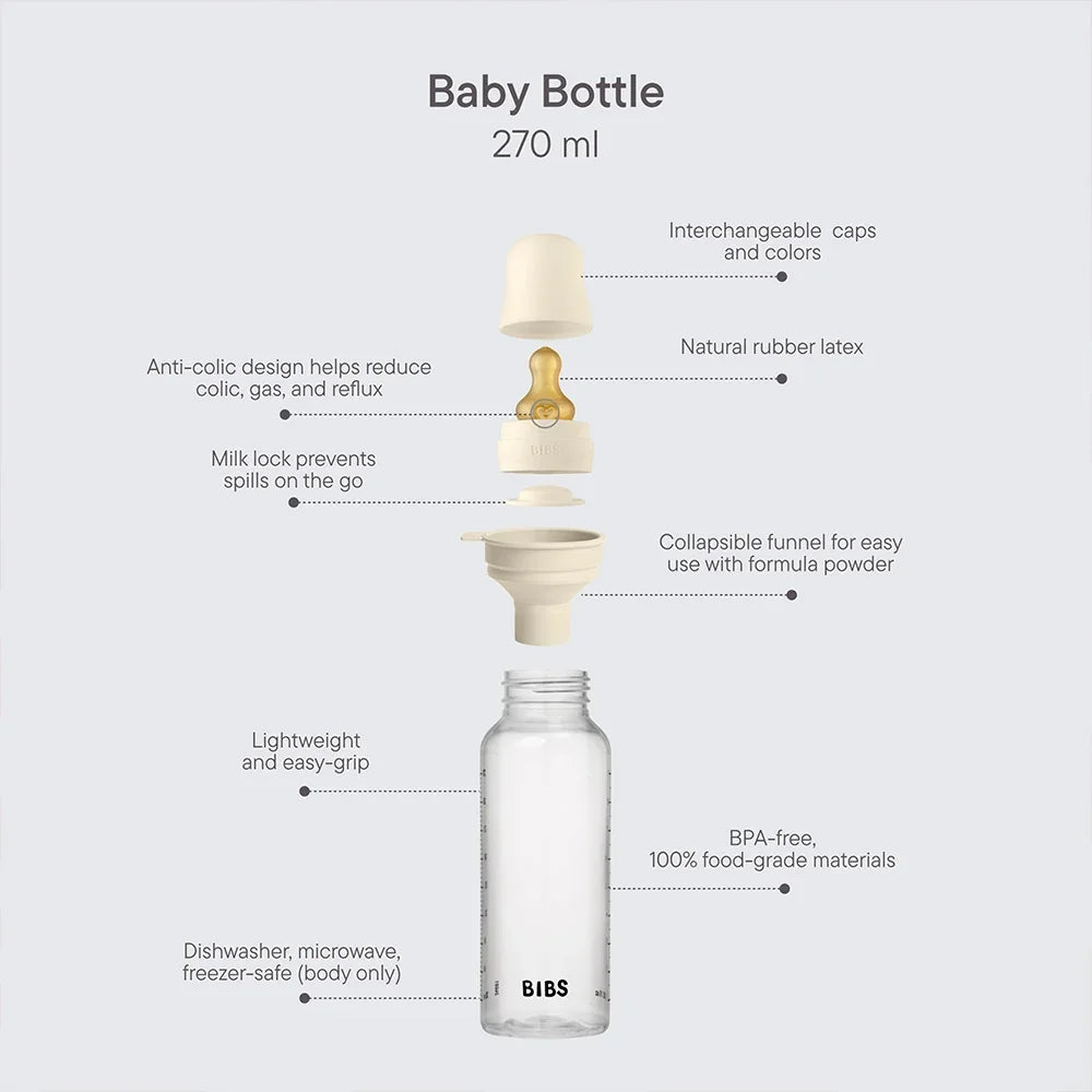BIBS Baby BPA-Free PP Bottle Set 9.1 fl oz Latex Baby Blue