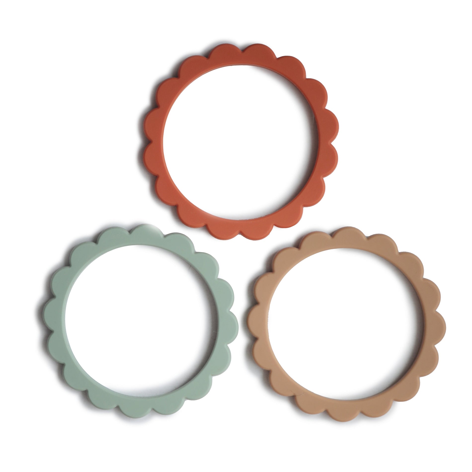 Mushie Teether Bracelet Flower Cambridge Blue Clementine Natural