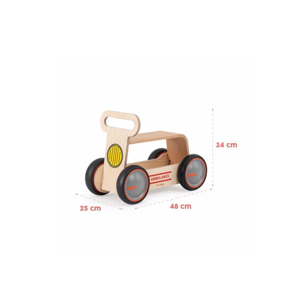 DriveMe Wood Ambulance Baby Walker Ride-On
