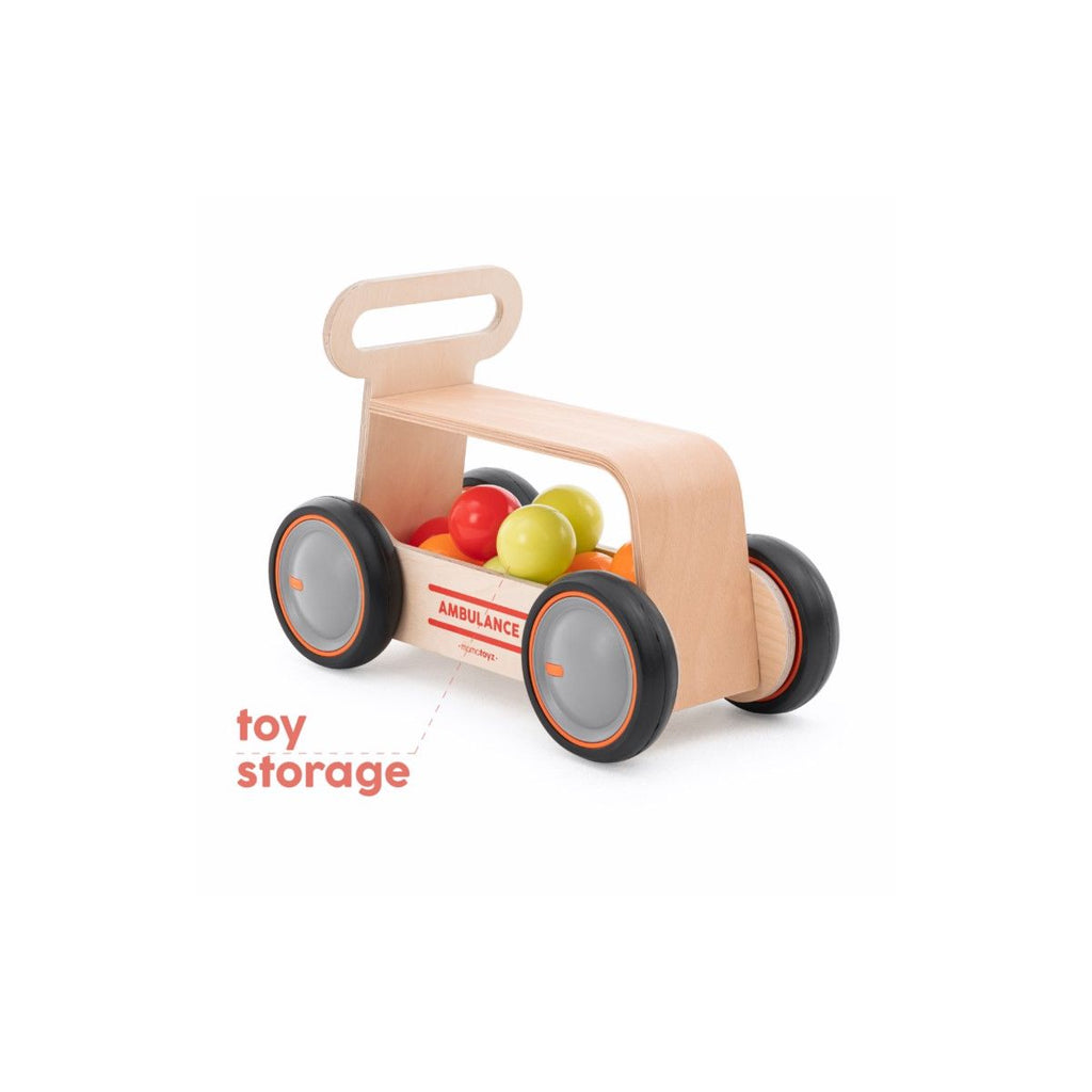 DriveMe Wood Ambulance Baby Walker Ride-On