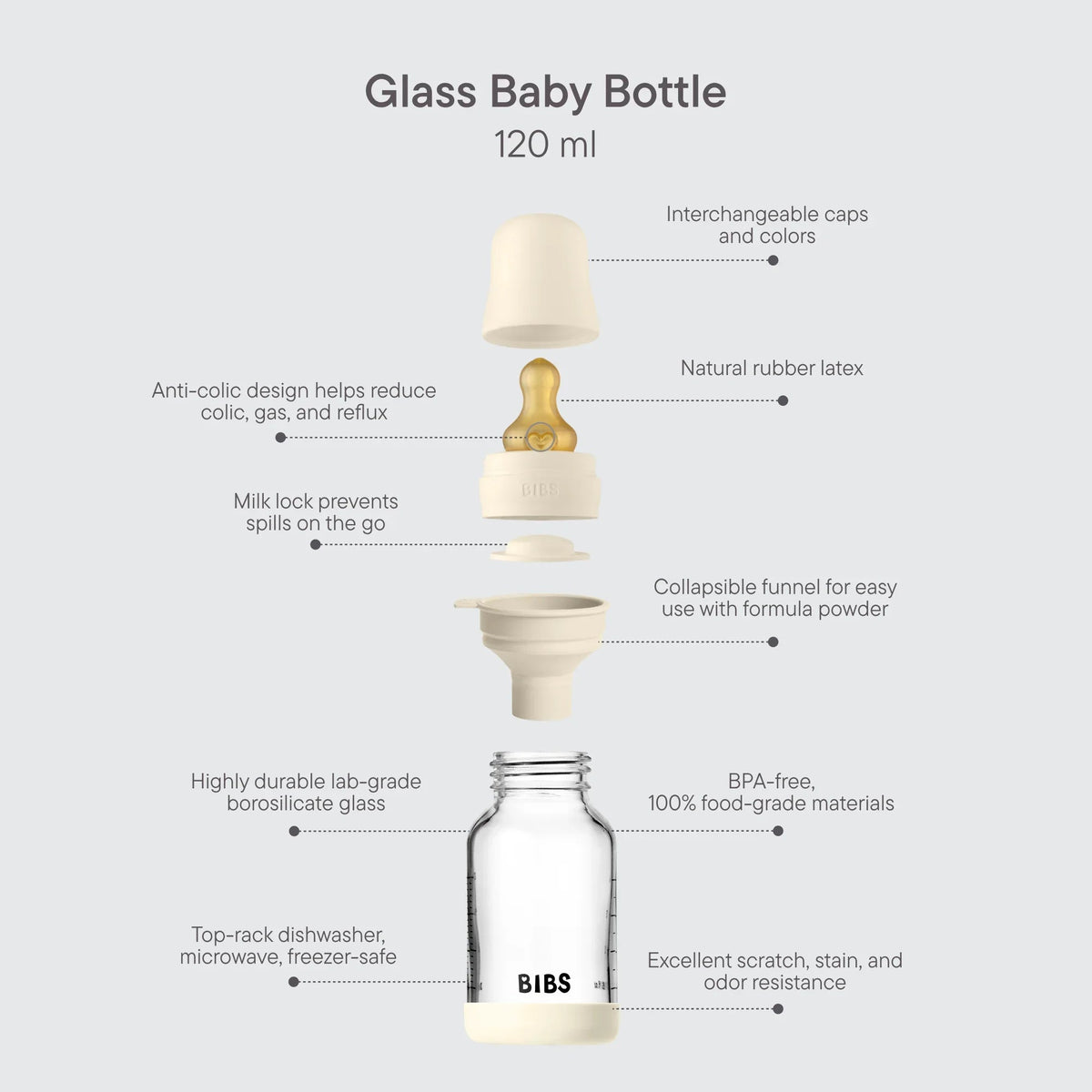 BIBS Baby Glass Bottle Set 4 fl oz Latex Baby Blue