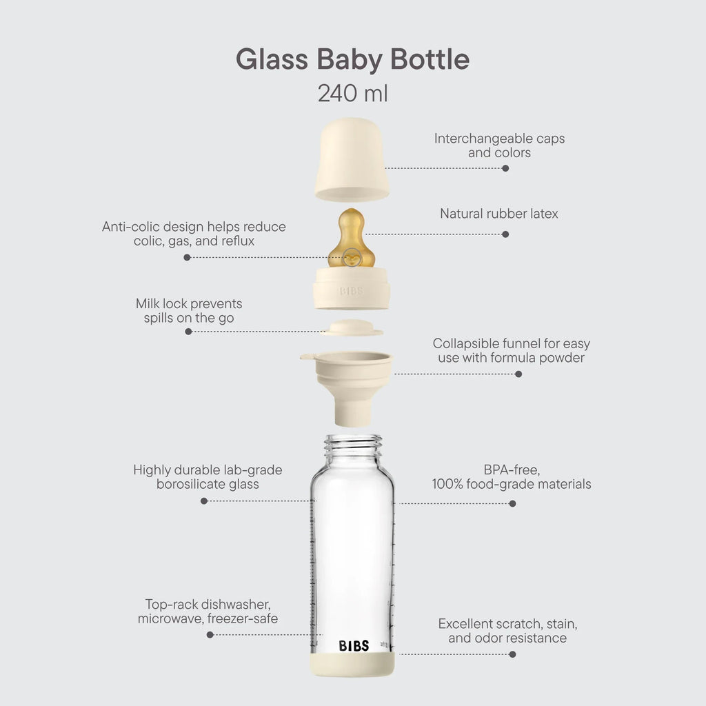 BIBS Baby Glass Bottle Set 8.1 fl oz Latex Blush