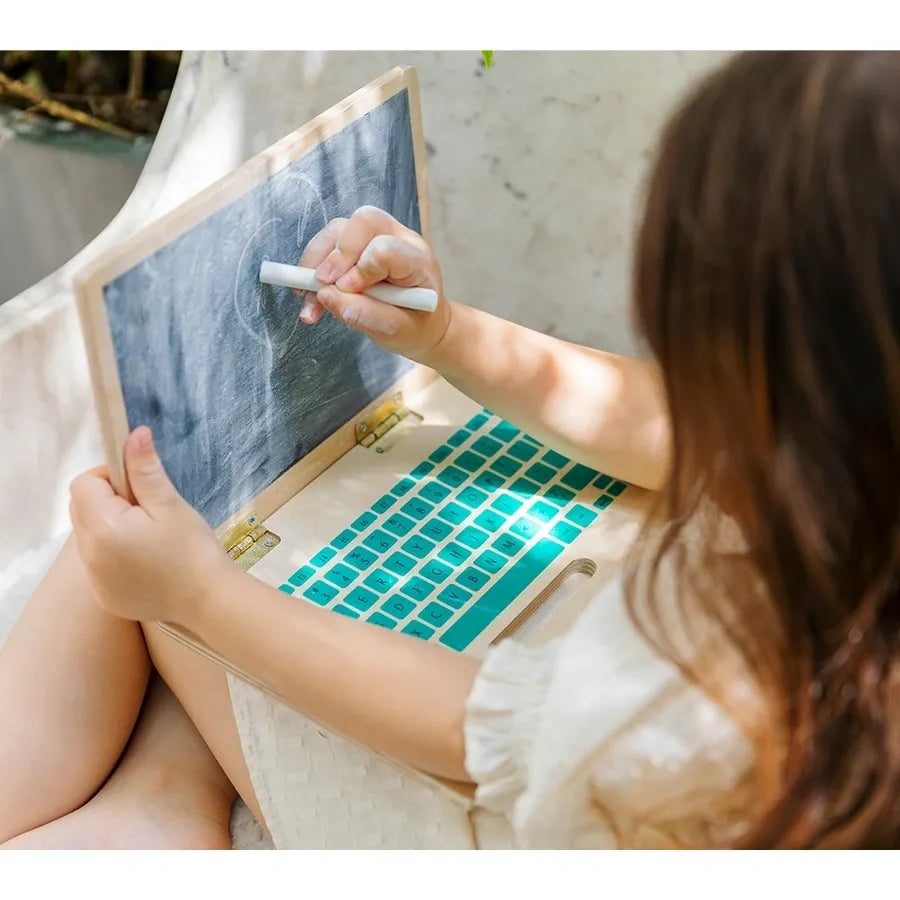 Larisa and Pumpkin Wooden Chalkboard Laptop