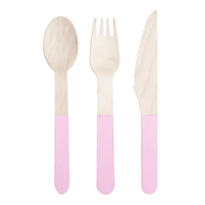 Meri Meri Wooden Cutlery Set Pink (x24)