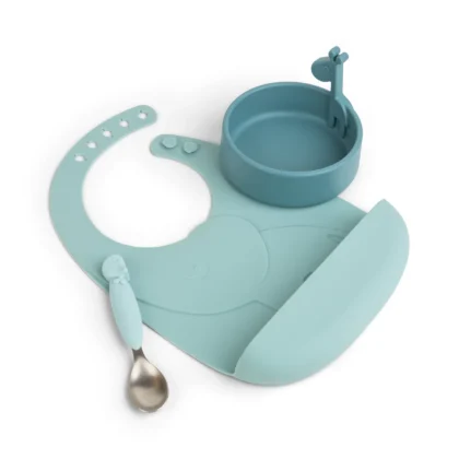 Done By Deer Peekaboo First Meal Set Deer Friends Blue Silicone