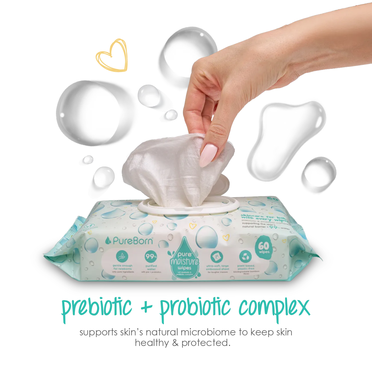 Pureborn Pure Moisture Wipes with Prebiotic & Probiotic Complex - Image 4
