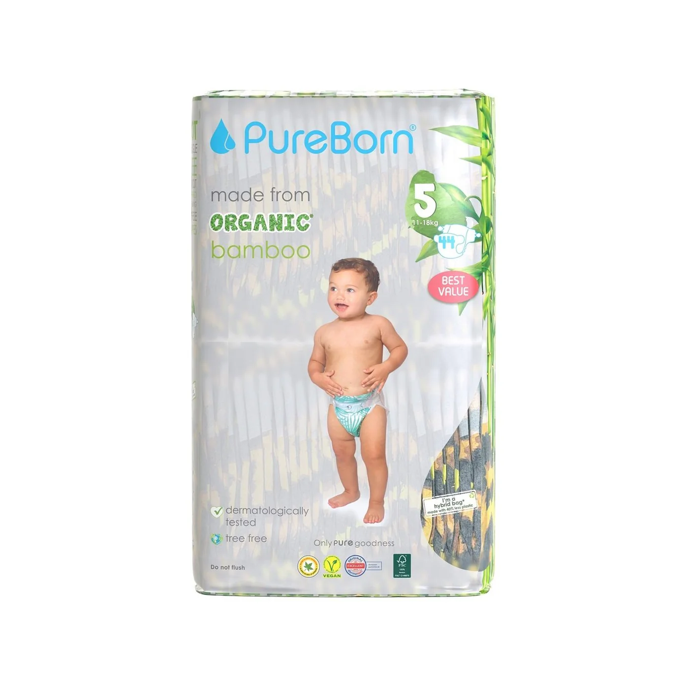 PureBorn Organic Bamboo Diapers Double Pack