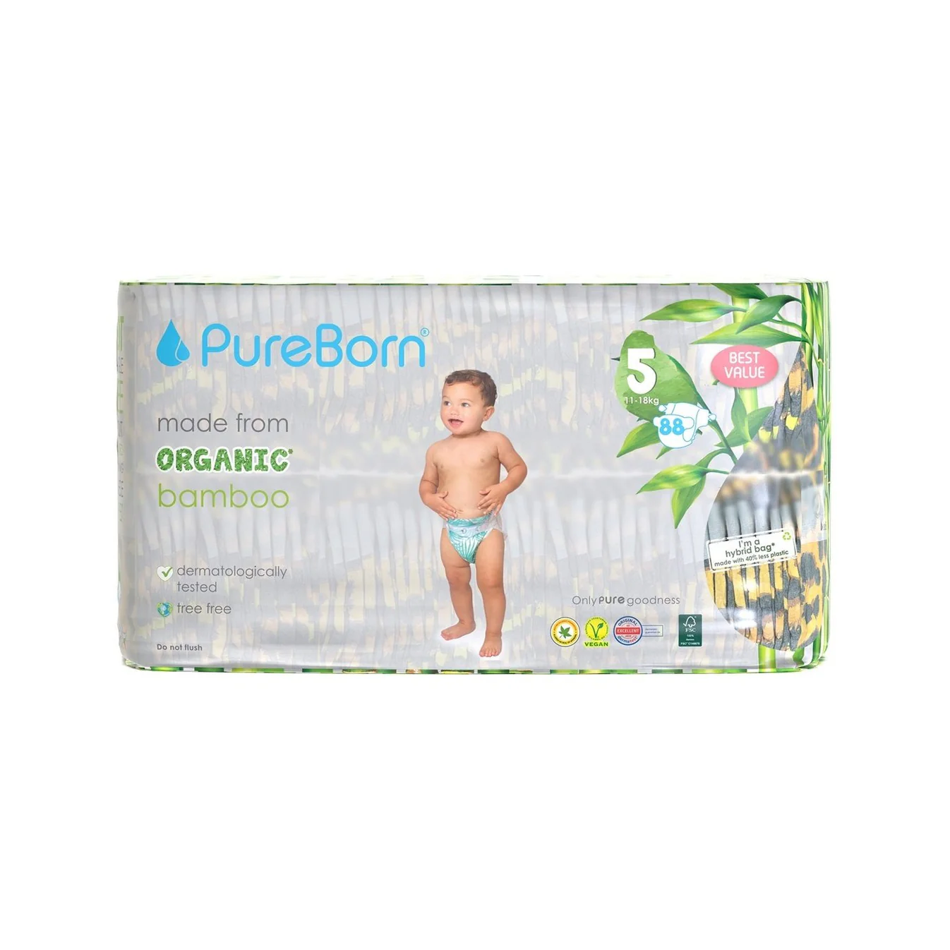 PureBorn Organic Bamboo Diapers Matser Pack