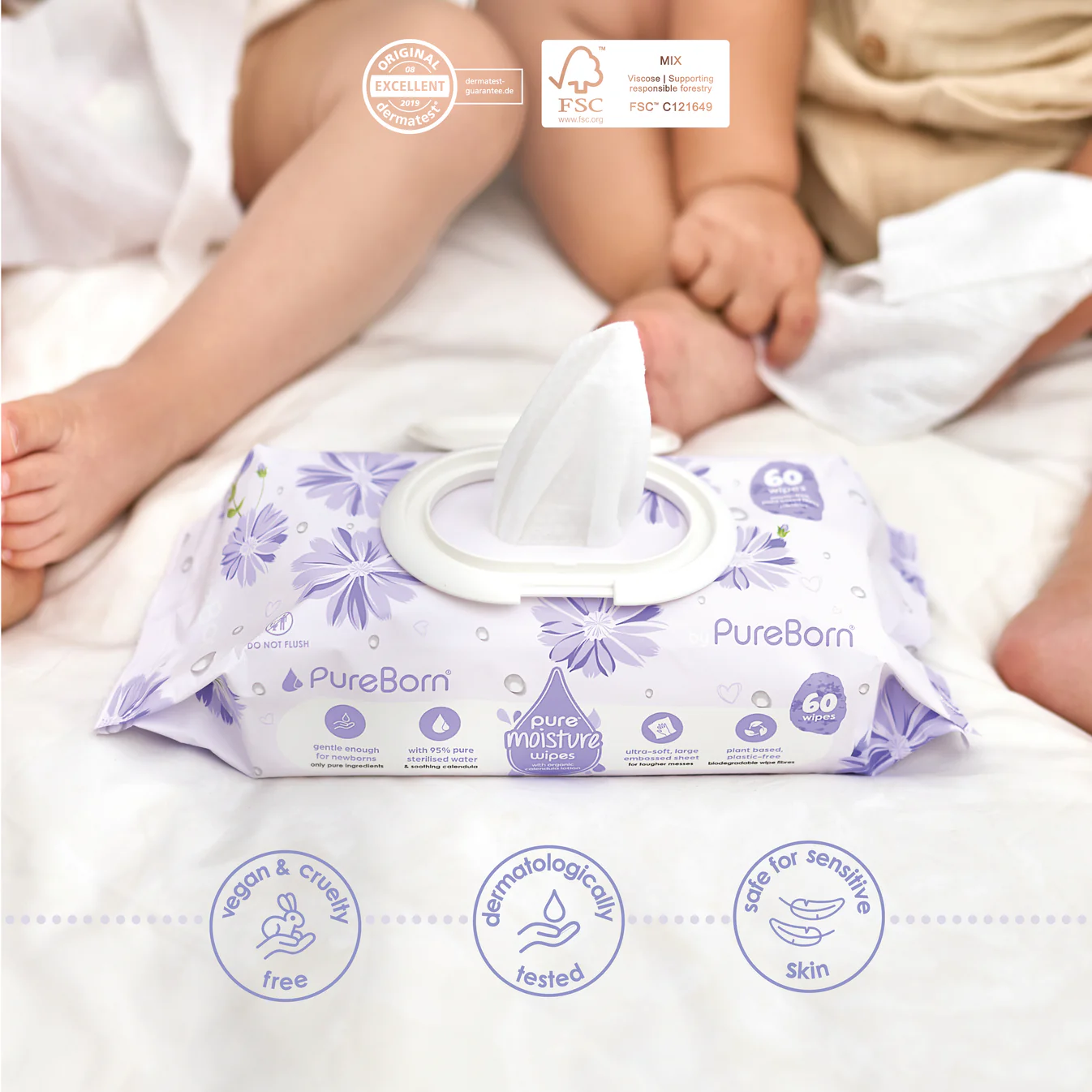 Pureborn Pure Moisture Wipes With Organic Calendula Lotion - Image 6
